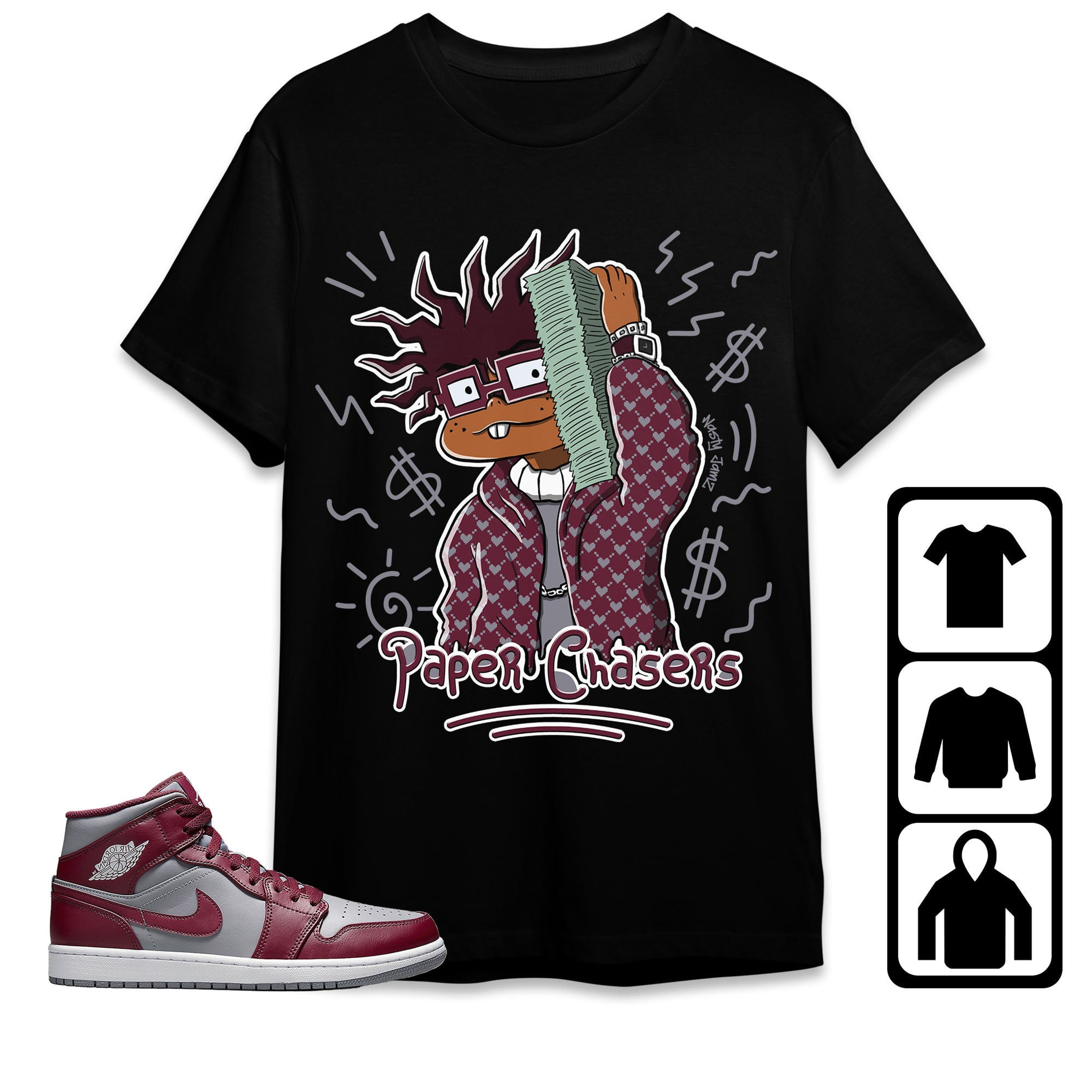 Jordan 1 Mid Cherrywood Team Red Unisex Shirt Money, Shirt To Match Sneaker
