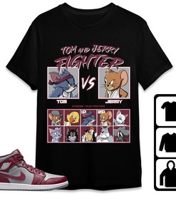 Jordan 1 Mid Cherrywood Team Red Unisex T-Shirt, Sweatshirt, Hoodie, Cat And Mouse Fighter, Shirt To Match Sneaker