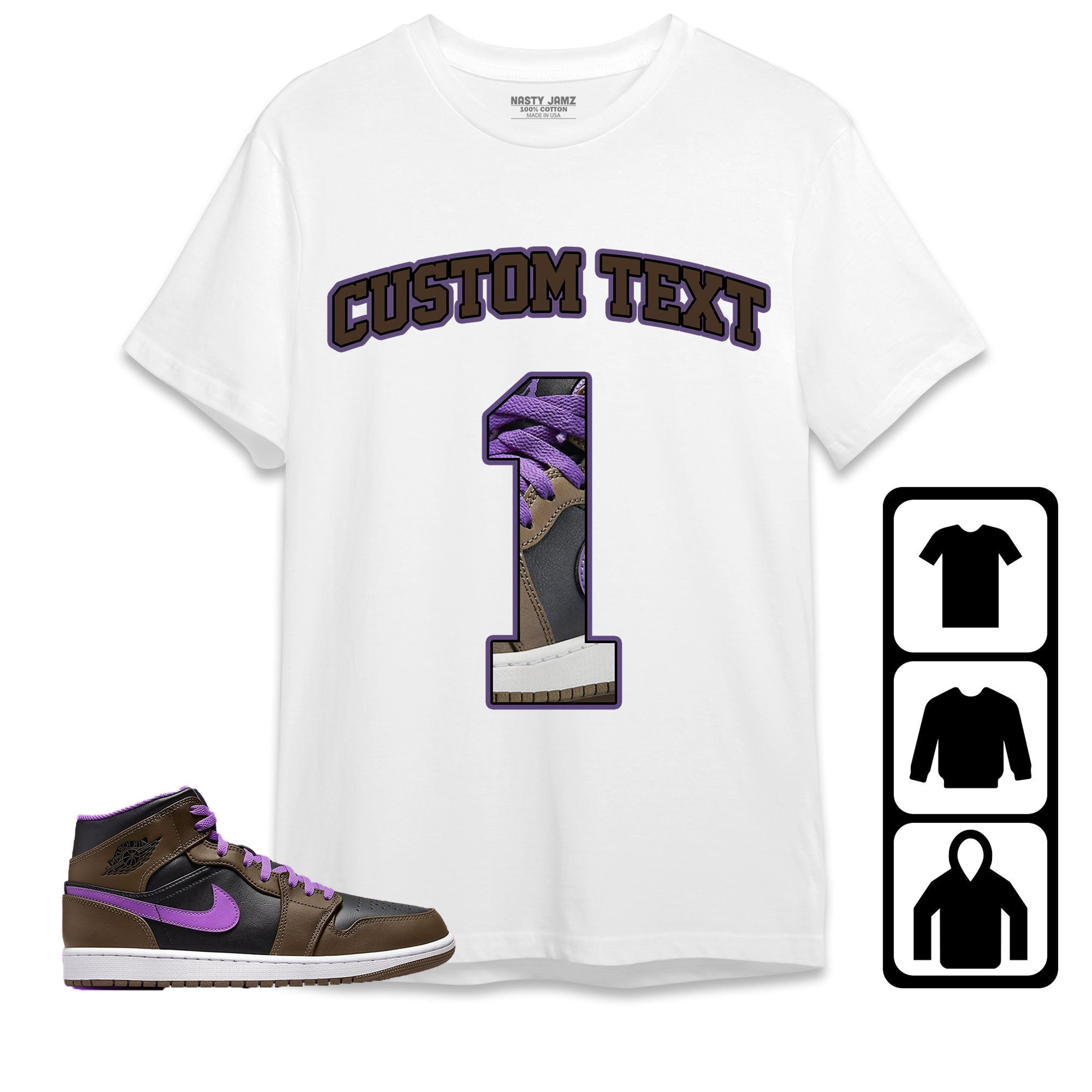 Jordan 1 Mid Palomino Unisex Shirt Number 1 CM1 Custom Text, Shirt To Match Sneaker