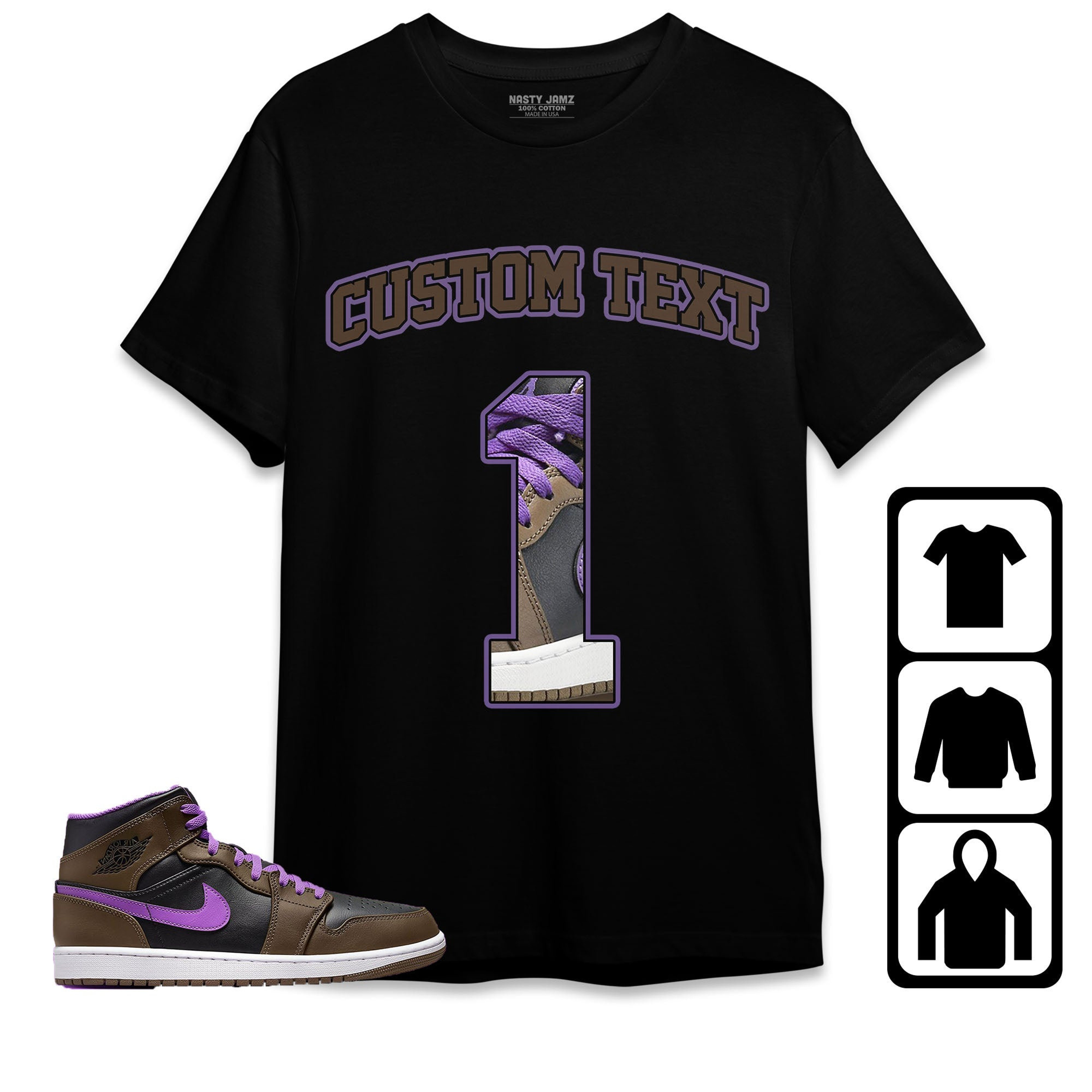 Jordan 1 Mid Palomino Unisex Shirt Number 1 CM1 Custom Text, Shirt To Match Sneaker