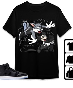 Jordan 1 Mid Space Jam Unisex Shirt Cat And Mouse Chasing, Shirt To Match Sneaker