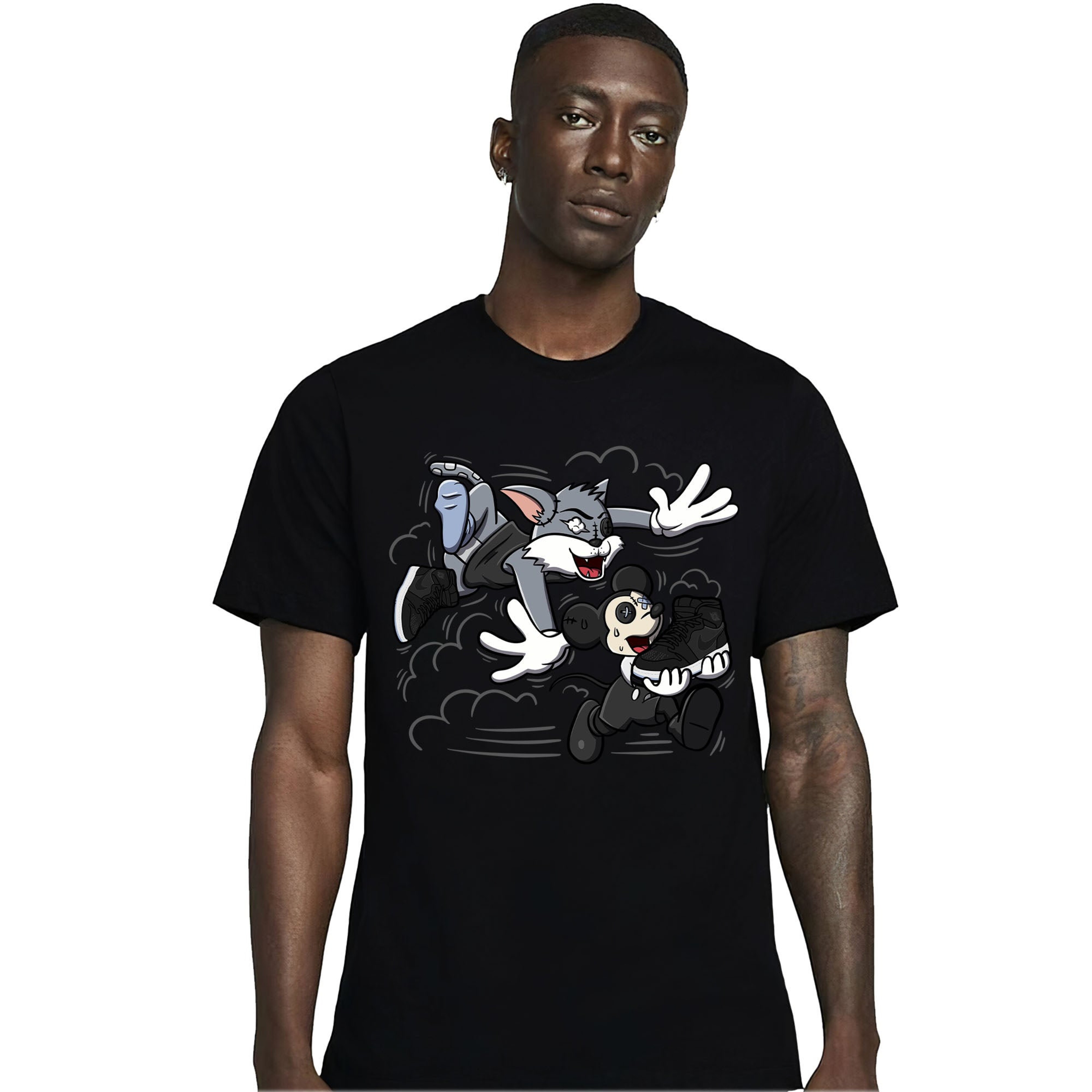 Jordan 1 Mid Space Jam Unisex Shirt Cat And Mouse Chasing, Shirt To Match Sneaker