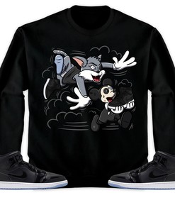 Jordan 1 Mid Space Jam Unisex Shirt Cat And Mouse Chasing, Shirt To Match Sneaker