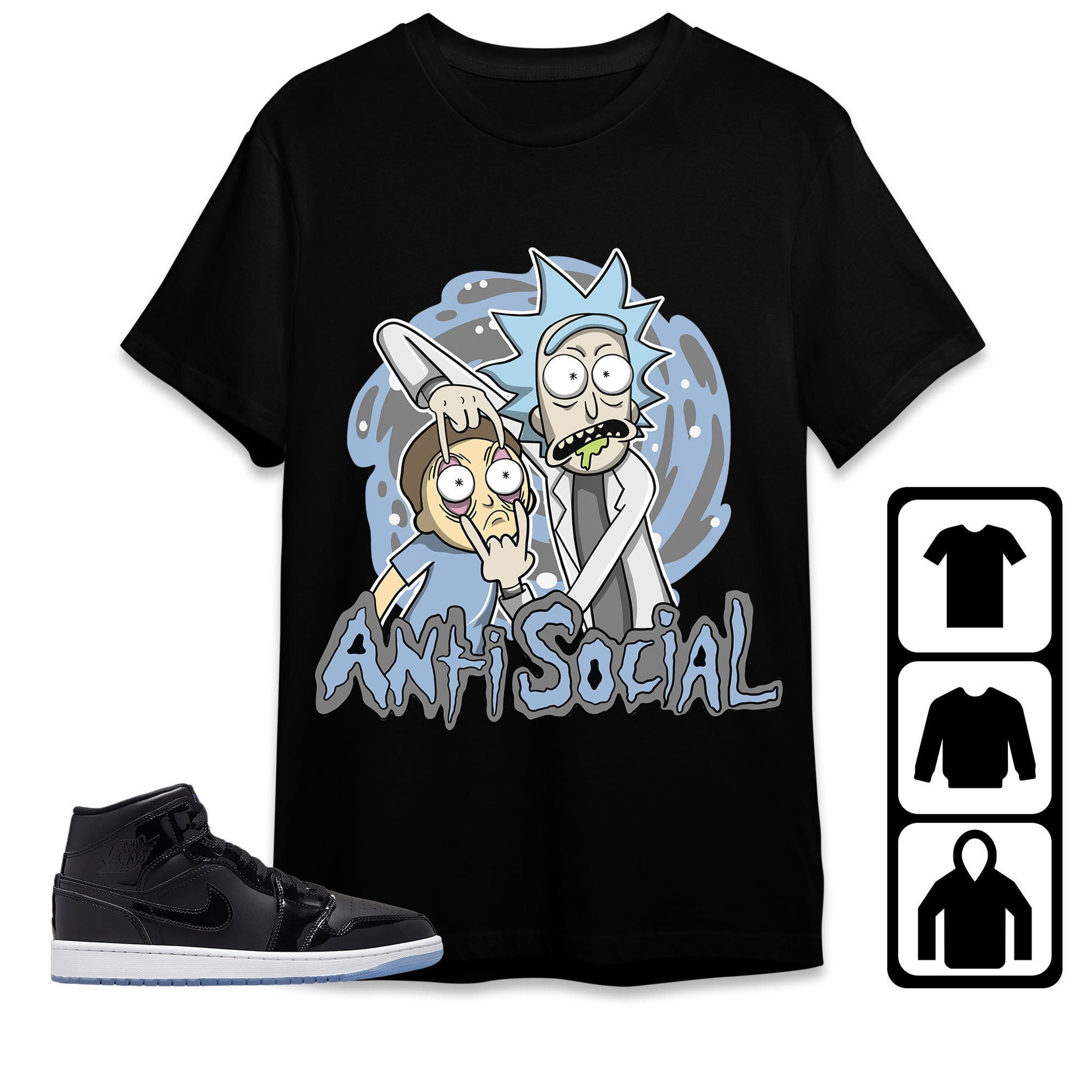 Jordan 1 Mid Space Jam Unisex Shirt Rick Anti Social, Shirt To Match Sneaker