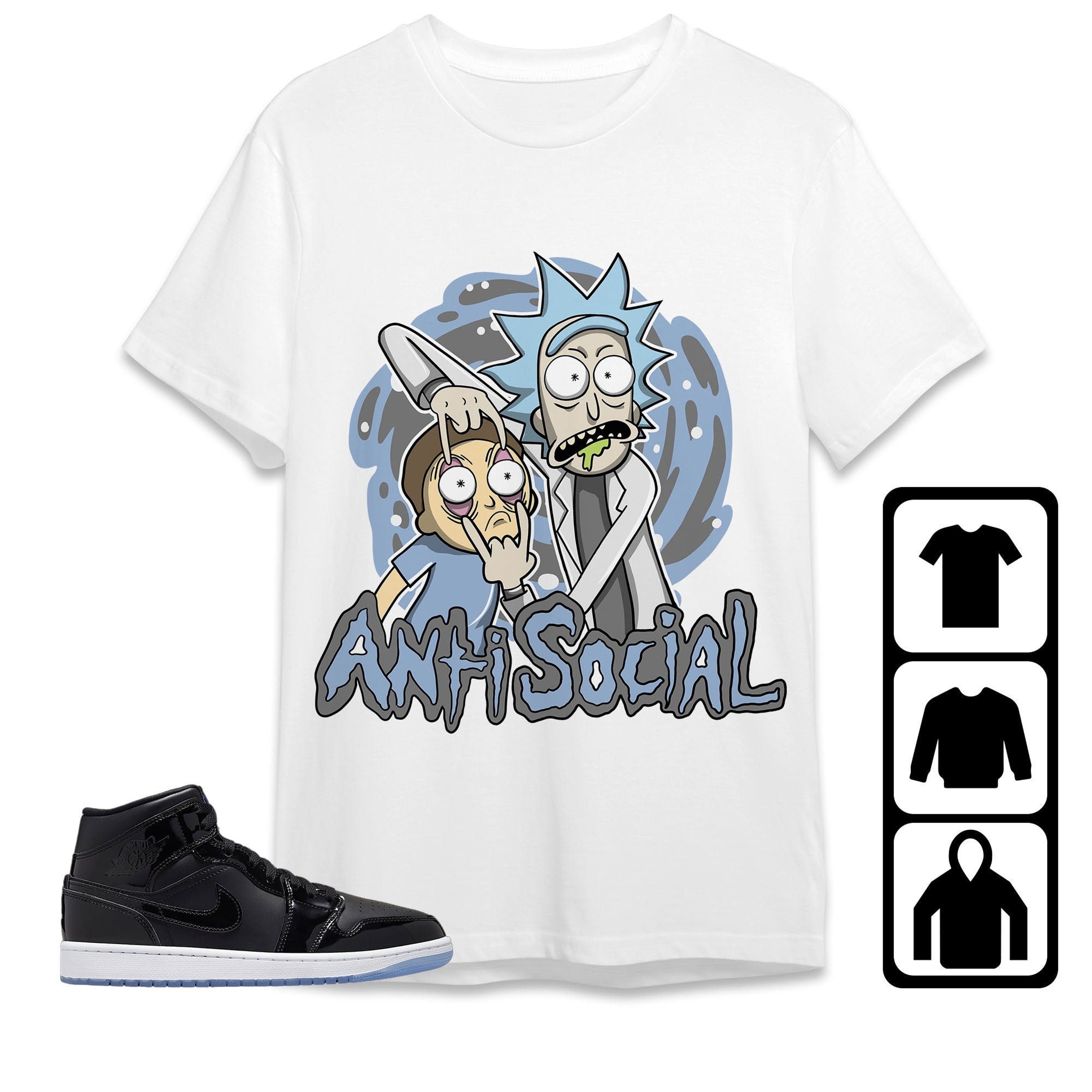 Jordan 1 Mid Space Jam Unisex Shirt Rick Anti Social, Shirt To Match Sneaker