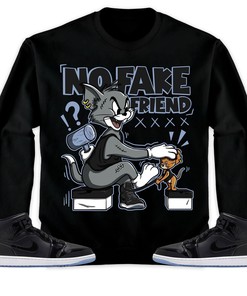 Jordan 1 Mid Space Jam Unisex Sweatshirt, Hoodie Fake Friend Cat And Mouse, Shirt To Match Sneaker
