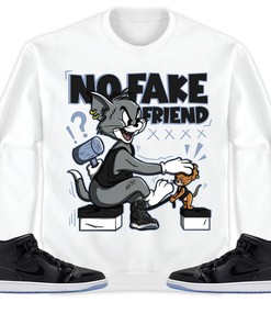 Jordan 1 Mid Space Jam Unisex Sweatshirt, Hoodie Fake Friend Cat And Mouse, Shirt To Match Sneaker