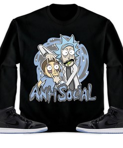 Jordan 1 Mid Space Jam Unisex Sweatshirt, Hoodie Rick Anti Social, Shirt To Match Sneaker