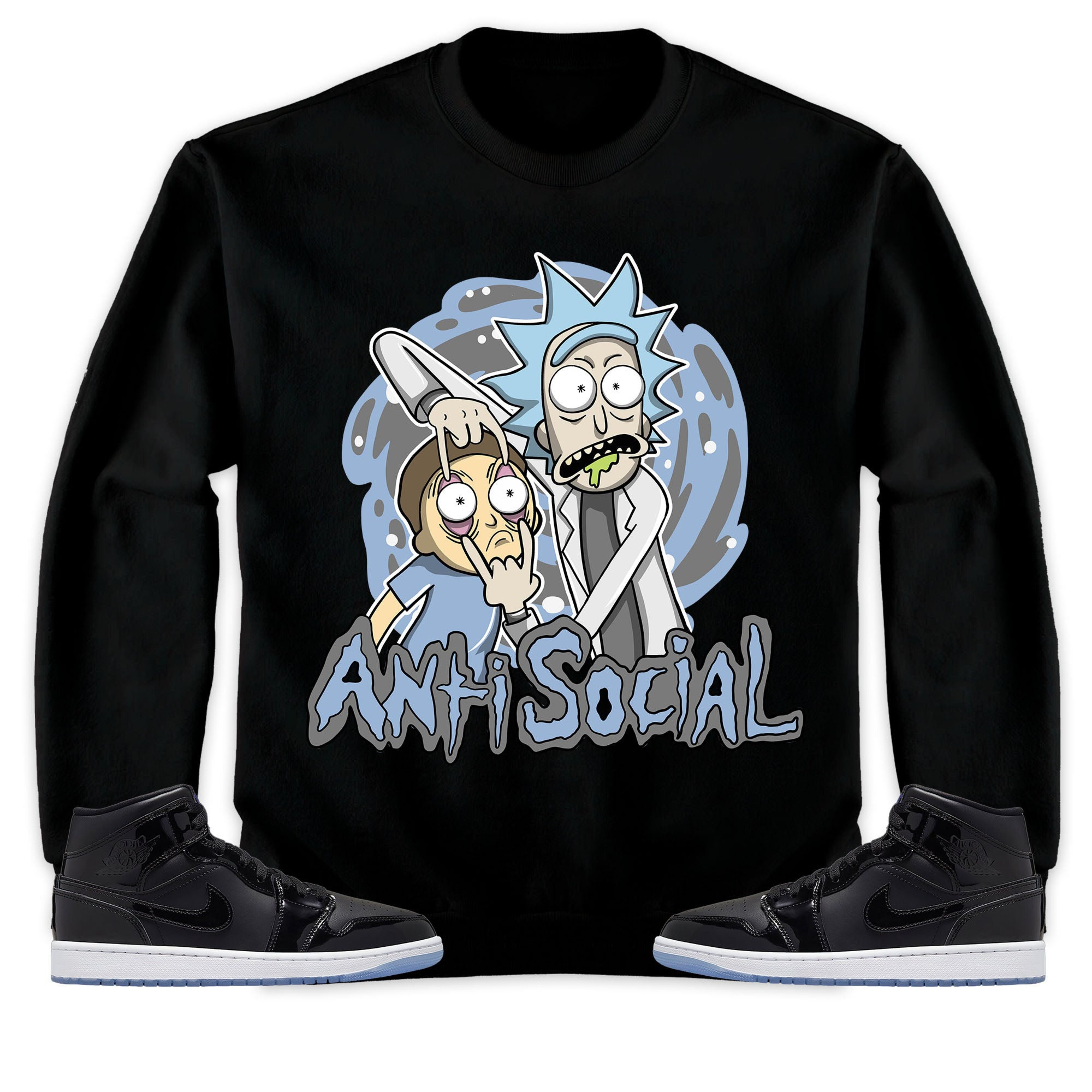 Jordan 1 Mid Space Jam Unisex Sweatshirt, Hoodie Rick Anti Social, Shirt To Match Sneaker