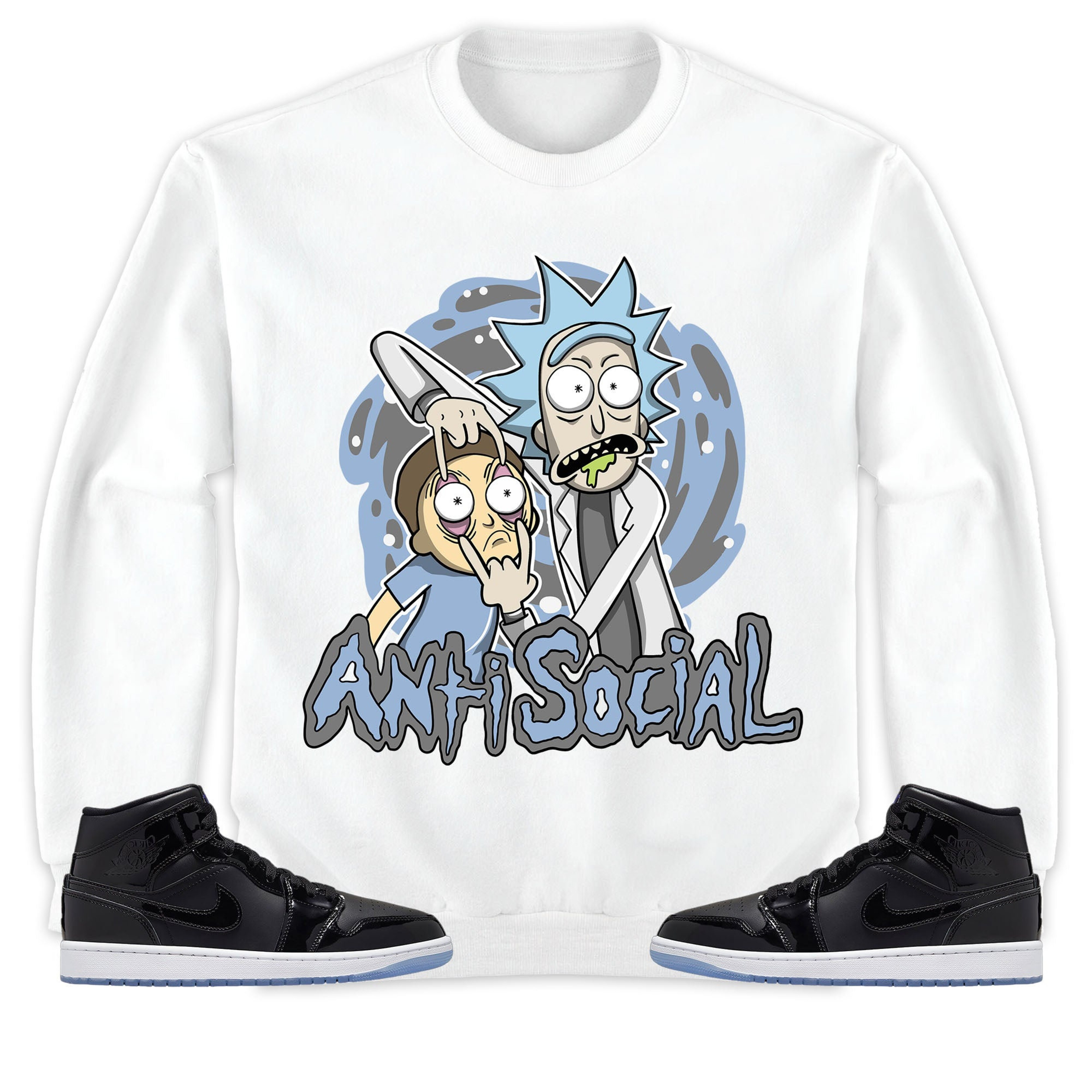 Jordan 1 Mid Space Jam Unisex Sweatshirt, Hoodie Rick Anti Social, Shirt To Match Sneaker