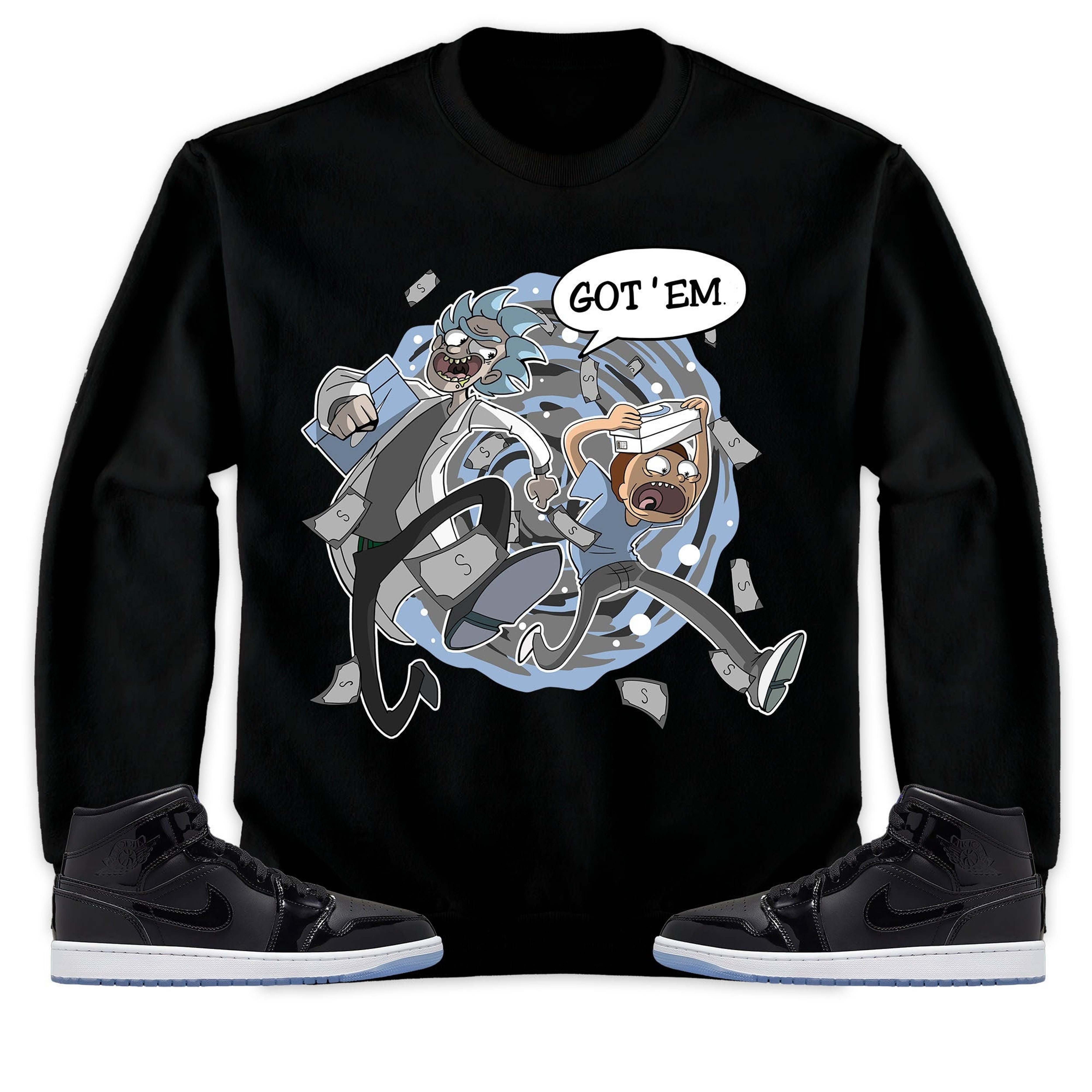 Jordan 1 Mid Space Jam Unisex Sweatshirt, Hoodie Rick Got Em, Shirt To Match Sneaker