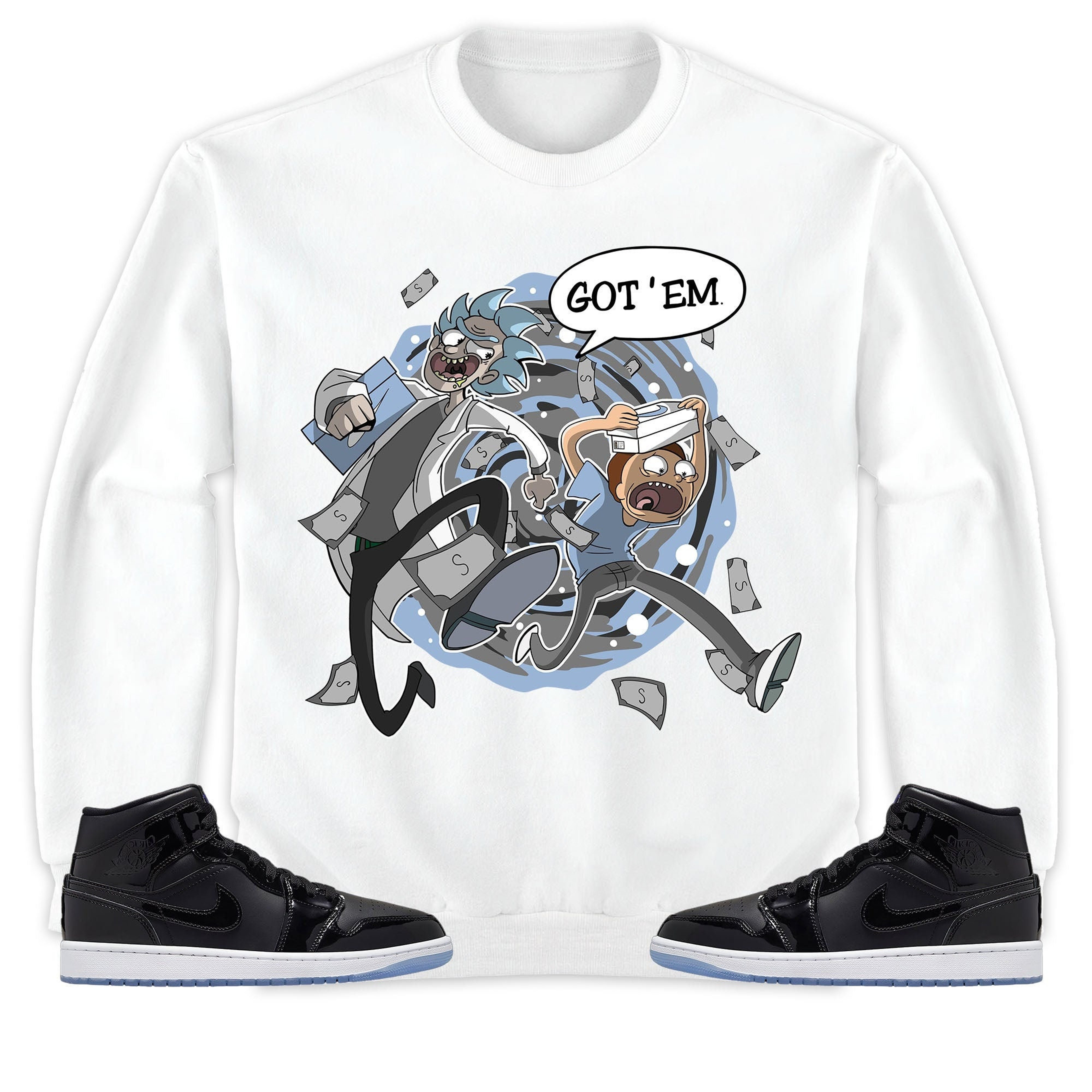 Jordan 1 Mid Space Jam Unisex Sweatshirt, Hoodie Rick Got Em, Shirt To Match Sneaker