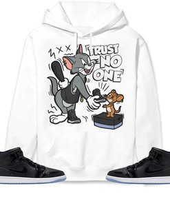 Jordan 1 Mid Space Jam Unisex Sweatshirt, Hoodie Trust No One Cat And Mouse, Shirt To Match Sneaker