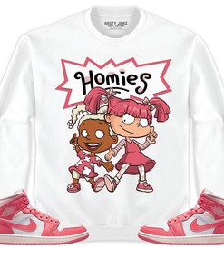 Jordan 1 Mid Strawberries and Cream Unisex Shirt Homies Girl, Shirt To Match Sneaker