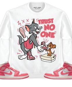 Jordan 1 Mid Strawberries and Cream Unisex Shirt Trust No One Cat And Mouse, Shirt To Match Sneaker