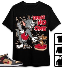 Jordan 1 Mid Tartan Unisex Shirt Trust No One Cat And Mouse, Shirt To Match Sneaker