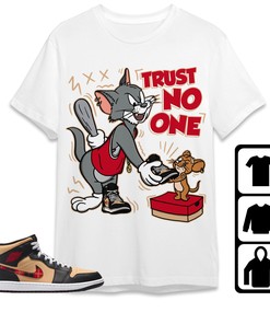 Jordan 1 Mid Tartan Unisex Shirt Trust No One Cat And Mouse, Shirt To Match Sneaker