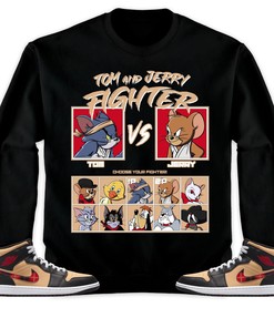 Jordan 1 Mid Tartan Unisex Sweatshirt, Hoodie, Cat And Mouse Fighter, Shirt To Match Sneaker