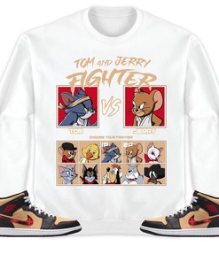 Jordan 1 Mid Tartan Unisex Sweatshirt, Hoodie, Cat And Mouse Fighter, Shirt To Match Sneaker