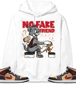 Jordan 1 Mid Tartan Unisex Sweatshirt, Hoodie Fake Friend Cat And Mouse, Shirt To Match Sneaker