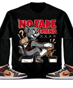Jordan 1 Mid Tartan Unisex Sweatshirt, Hoodie Fake Friend Cat And Mouse, Shirt To Match Sneaker
