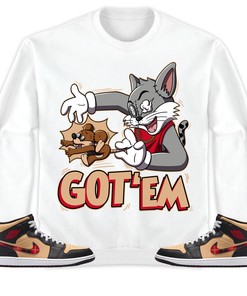 Jordan 1 Mid Tartan Unisex Sweatshirt, Hoodie Got Em Cat And Mouse, Shirt To Match Sneaker