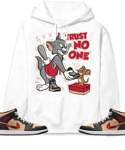 Jordan 1 Mid Tartan Unisex Sweatshirt, Hoodie Trust No One Cat And Mouse, Shirt To Match Sneaker