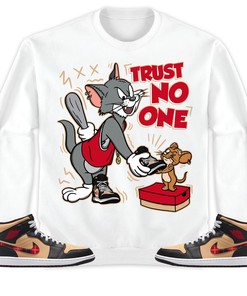 Jordan 1 Mid Tartan Unisex Sweatshirt, Hoodie Trust No One Cat And Mouse, Shirt To Match Sneaker