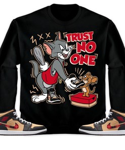 Jordan 1 Mid Tartan Unisex Sweatshirt, Hoodie Trust No One Cat And Mouse, Shirt To Match Sneaker