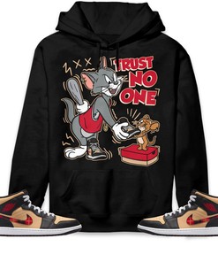Jordan 1 Mid Tartan Unisex Sweatshirt, Hoodie Trust No One Cat And Mouse, Shirt To Match Sneaker