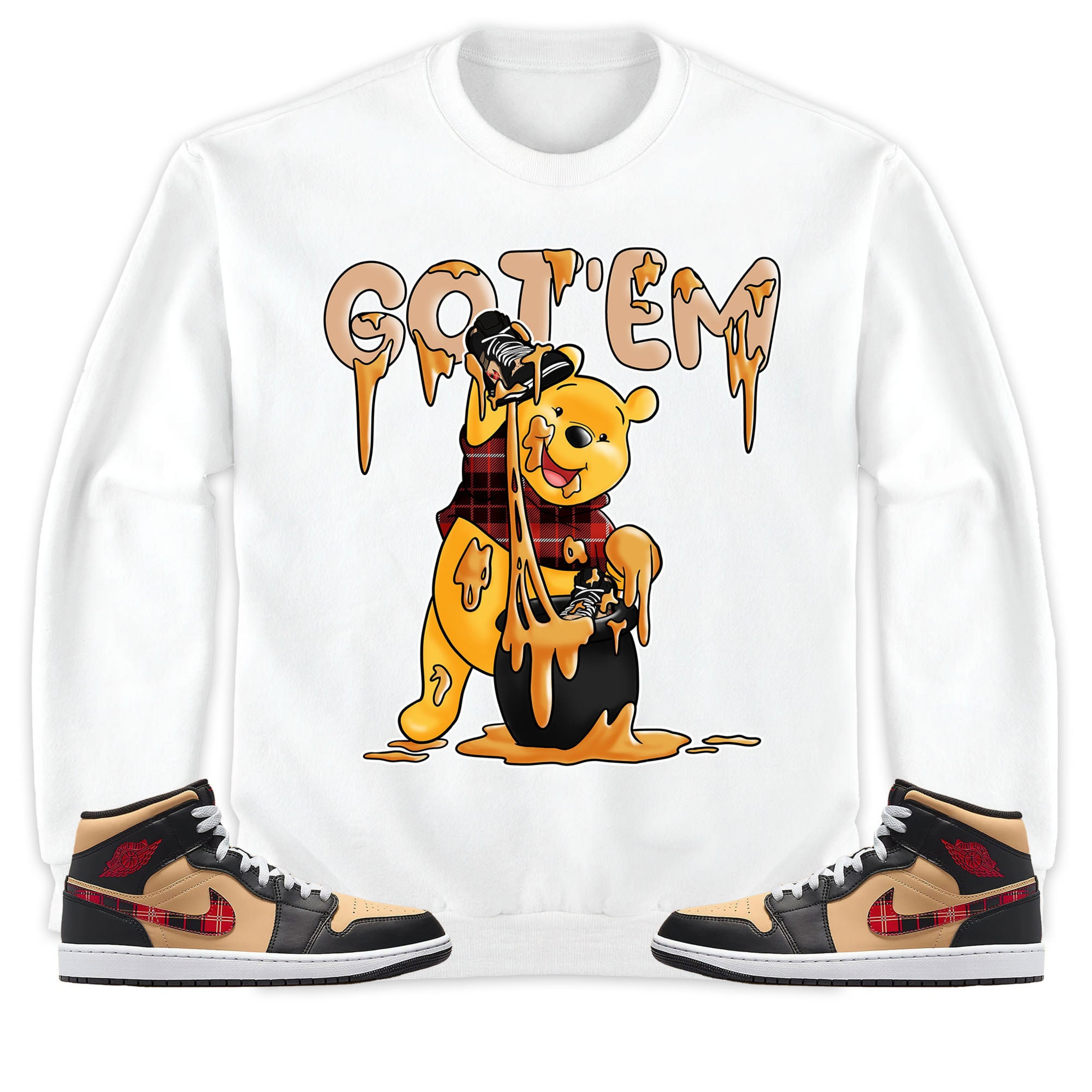 Jordan 1 Mid Tartan Unisex T-Shirt, Sweatshirt, Hoodie, Got Em Winnie The Pooh, Shirt To Match Sneaker