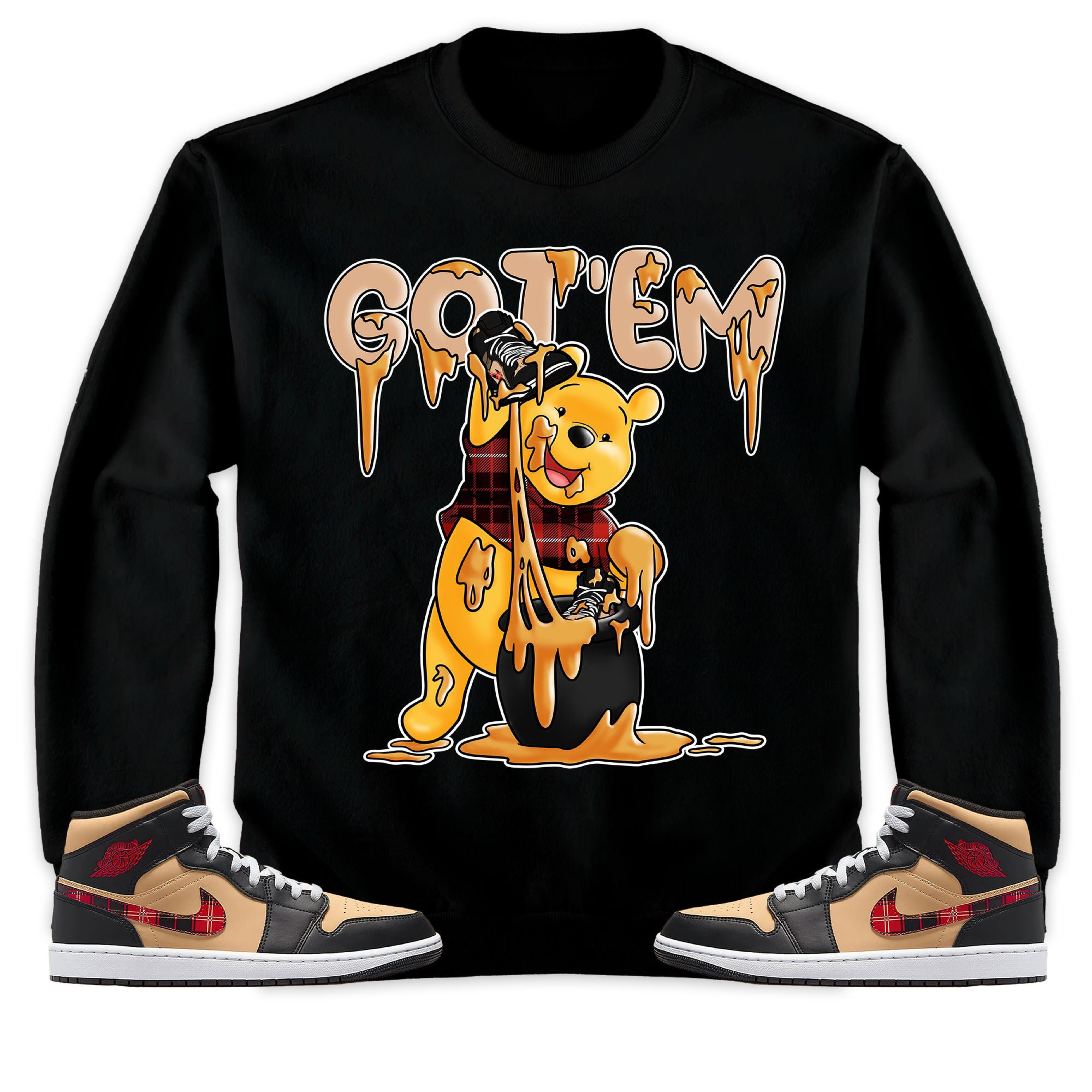 Jordan 1 Mid Tartan Unisex T-Shirt, Sweatshirt, Hoodie, Got Em Winnie The Pooh, Shirt To Match Sneaker