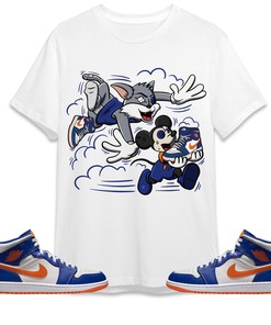 Jordan 1 Mid Wheaties Knick Unisex Shirt Cat And Mouse Chasing, Shirt To Match Sneaker