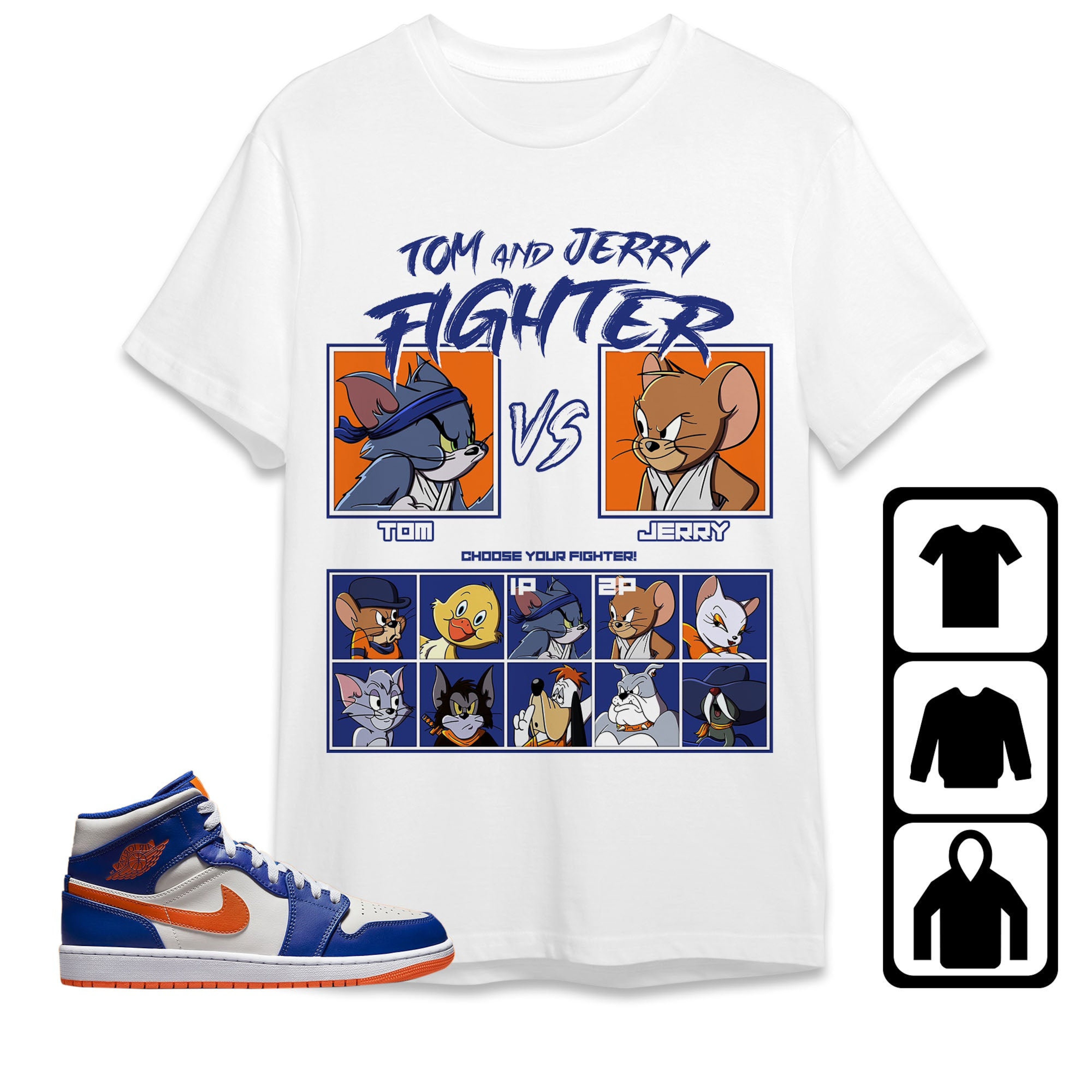 Jordan 1 Mid Wheaties Knick Unisex Shirt Cat And Mouse Fighter, Shirt To Match Sneaker