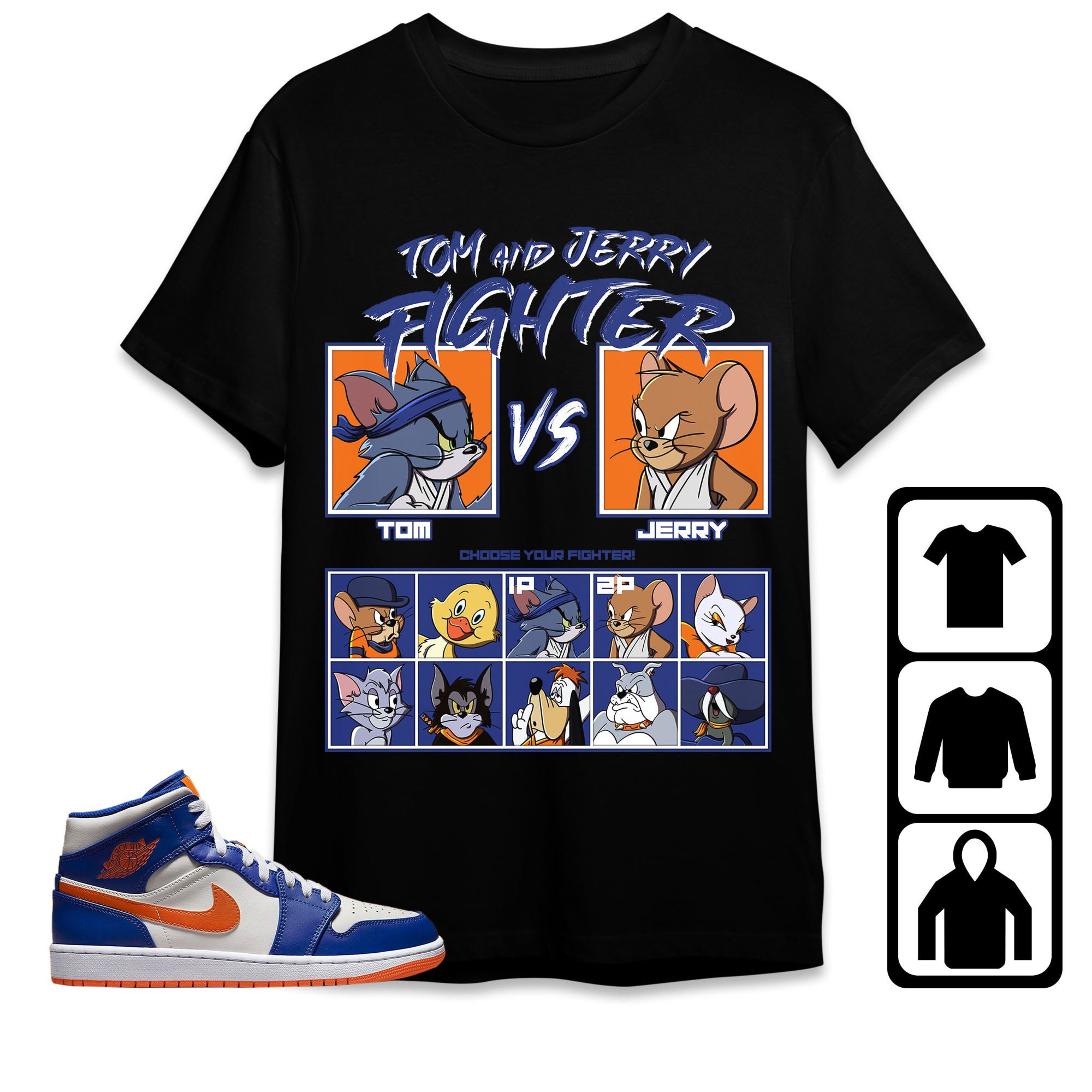 Jordan 1 Mid Wheaties Knick Unisex Shirt Cat And Mouse Fighter, Shirt To Match Sneaker