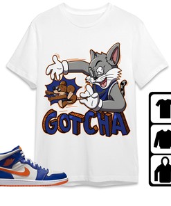 Jordan 1 Mid Wheaties Knick Unisex Shirt Gotcha Cat And Mouse, Shirt To Match Sneaker
