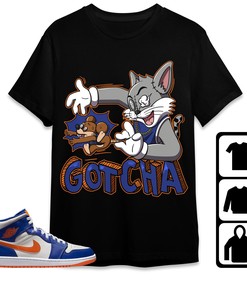 Jordan 1 Mid Wheaties Knick Unisex Shirt Gotcha Cat And Mouse, Shirt To Match Sneaker
