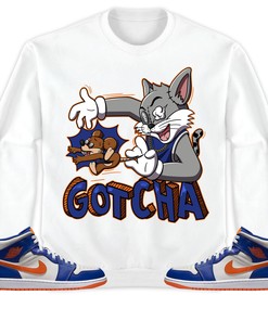 Jordan 1 Mid Wheaties Knick Unisex Shirt Gotcha Cat And Mouse, Shirt To Match Sneaker