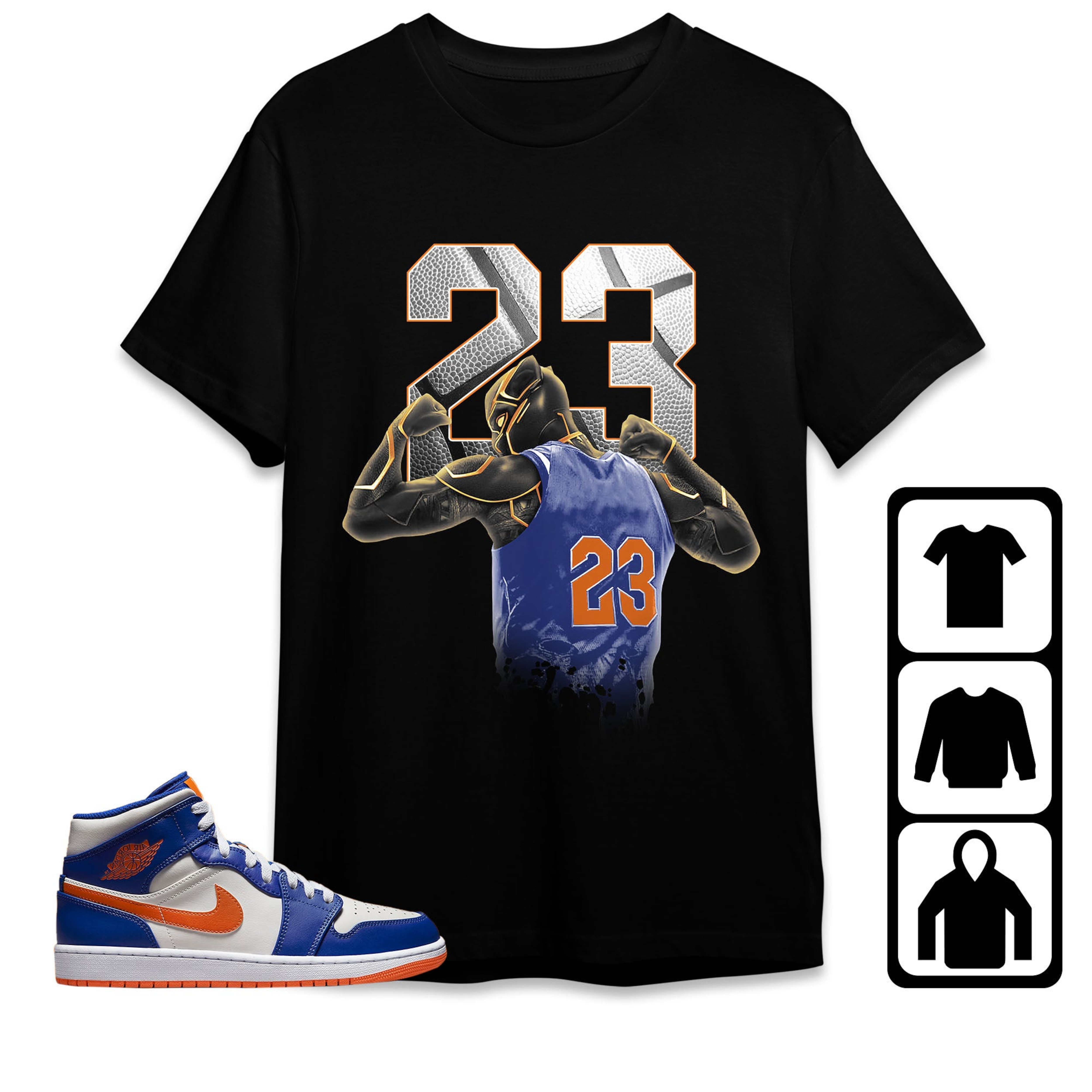 Jordan 1 Mid Wheaties Knick Unisex Shirt Number 23 Panther, Shirt To Match Sneaker