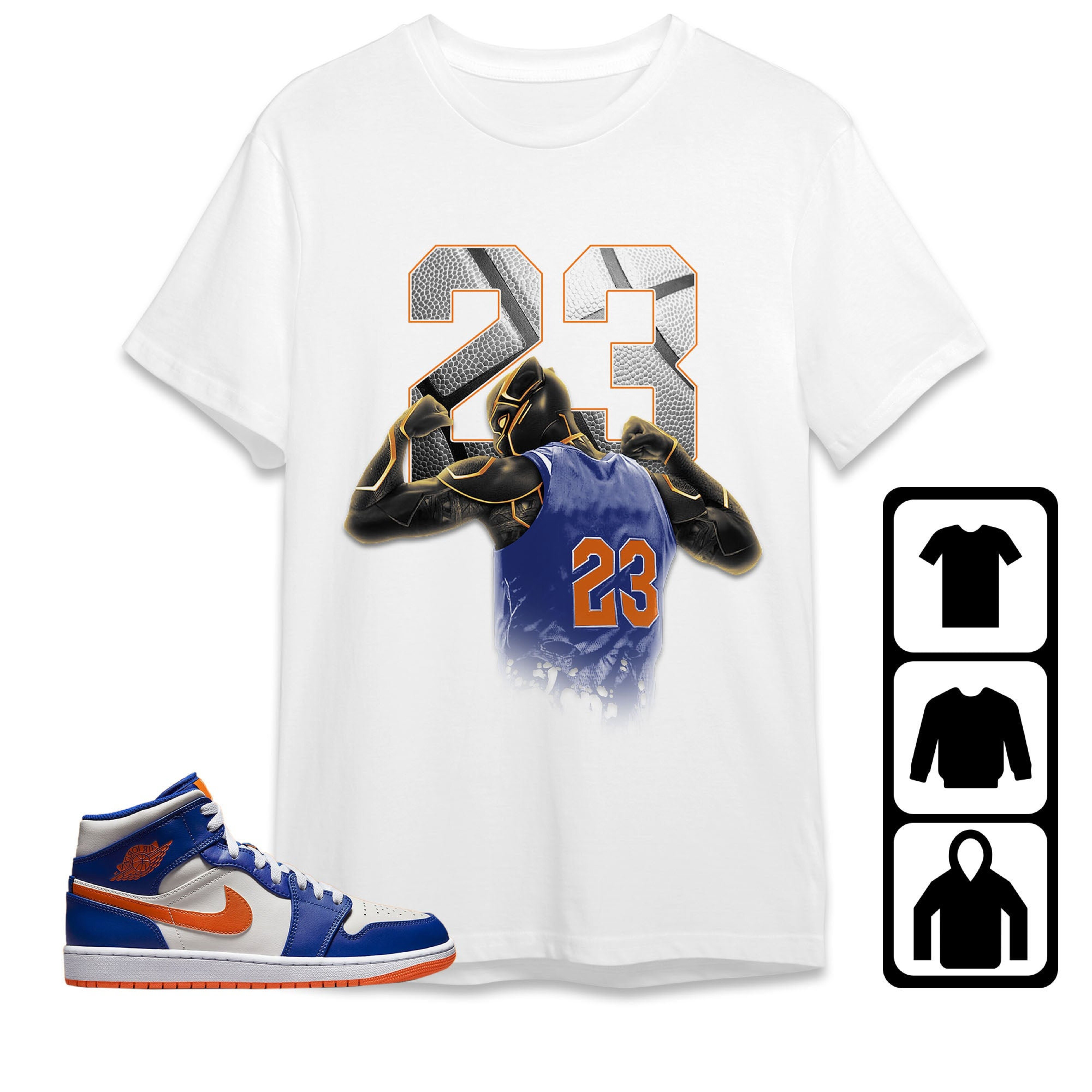 Jordan 1 Mid Wheaties Knick Unisex Shirt Number 23 Panther, Shirt To Match Sneaker