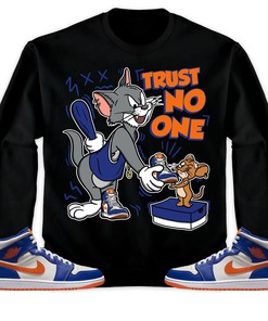 Jordan 1 Mid Wheaties Knick Unisex Shirt Trust No One Cat And Mouse, Shirt To Match Sneaker