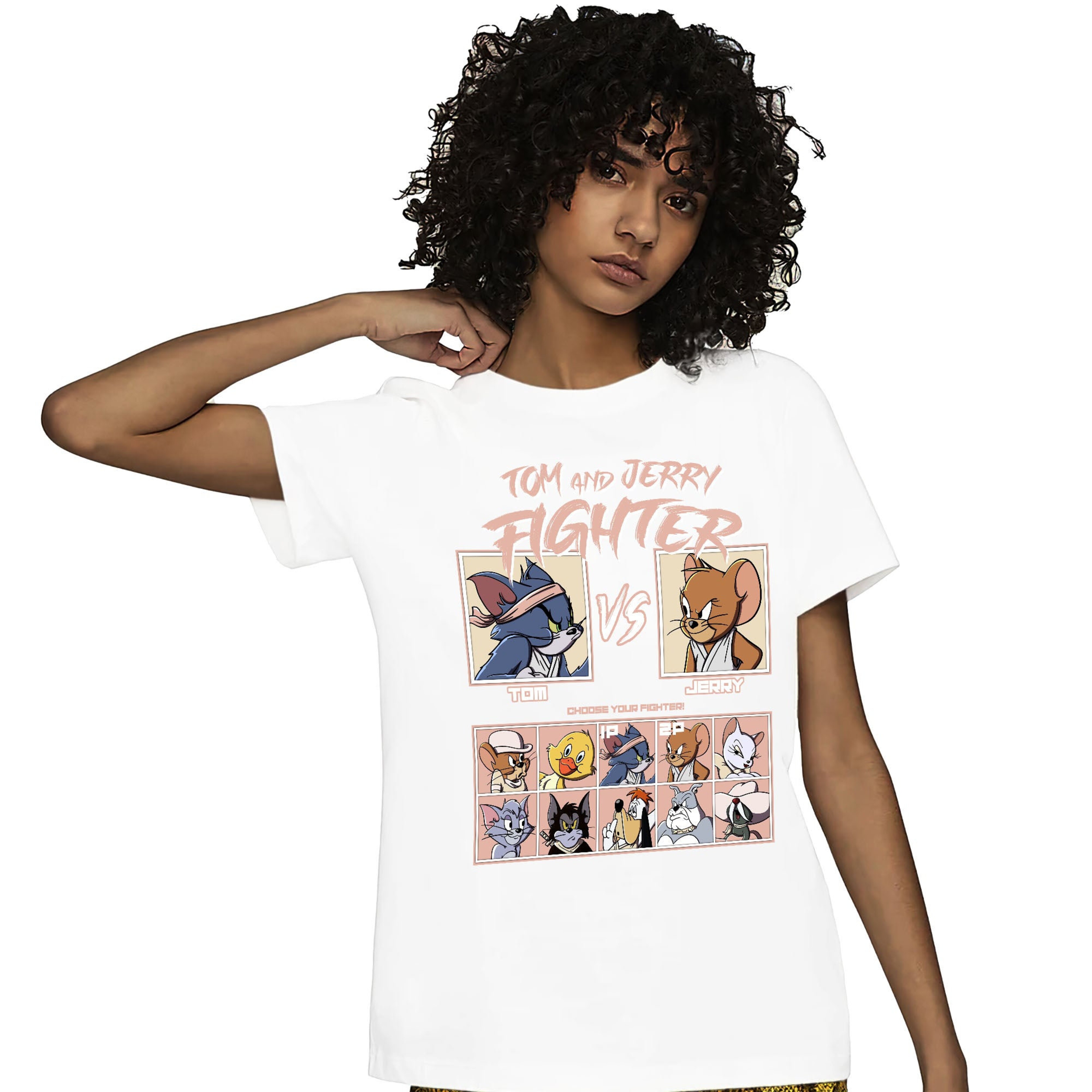 Jordan 1 OG Washed Pink Unisex Shirt Cat And Mouse Fighter, Shirt To Match Sneaker