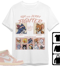 Jordan 1 OG Washed Pink Unisex Shirt Cat And Mouse Fighter, Shirt To Match Sneaker
