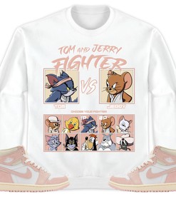 Jordan 1 OG Washed Pink Unisex Shirt Cat And Mouse Fighter, Shirt To Match Sneaker