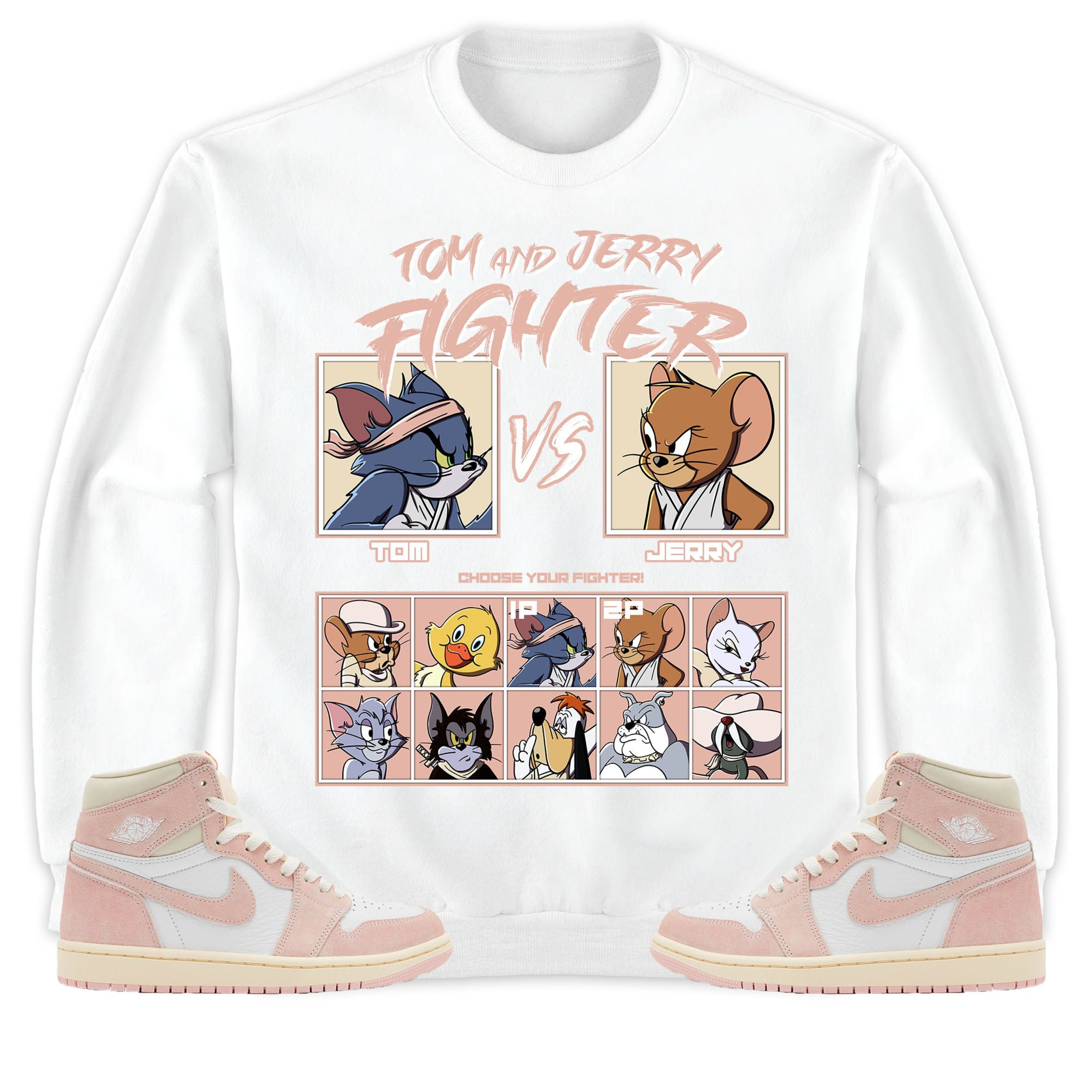 Jordan 1 OG Washed Pink Unisex Shirt Cat And Mouse Fighter, Shirt To Match Sneaker