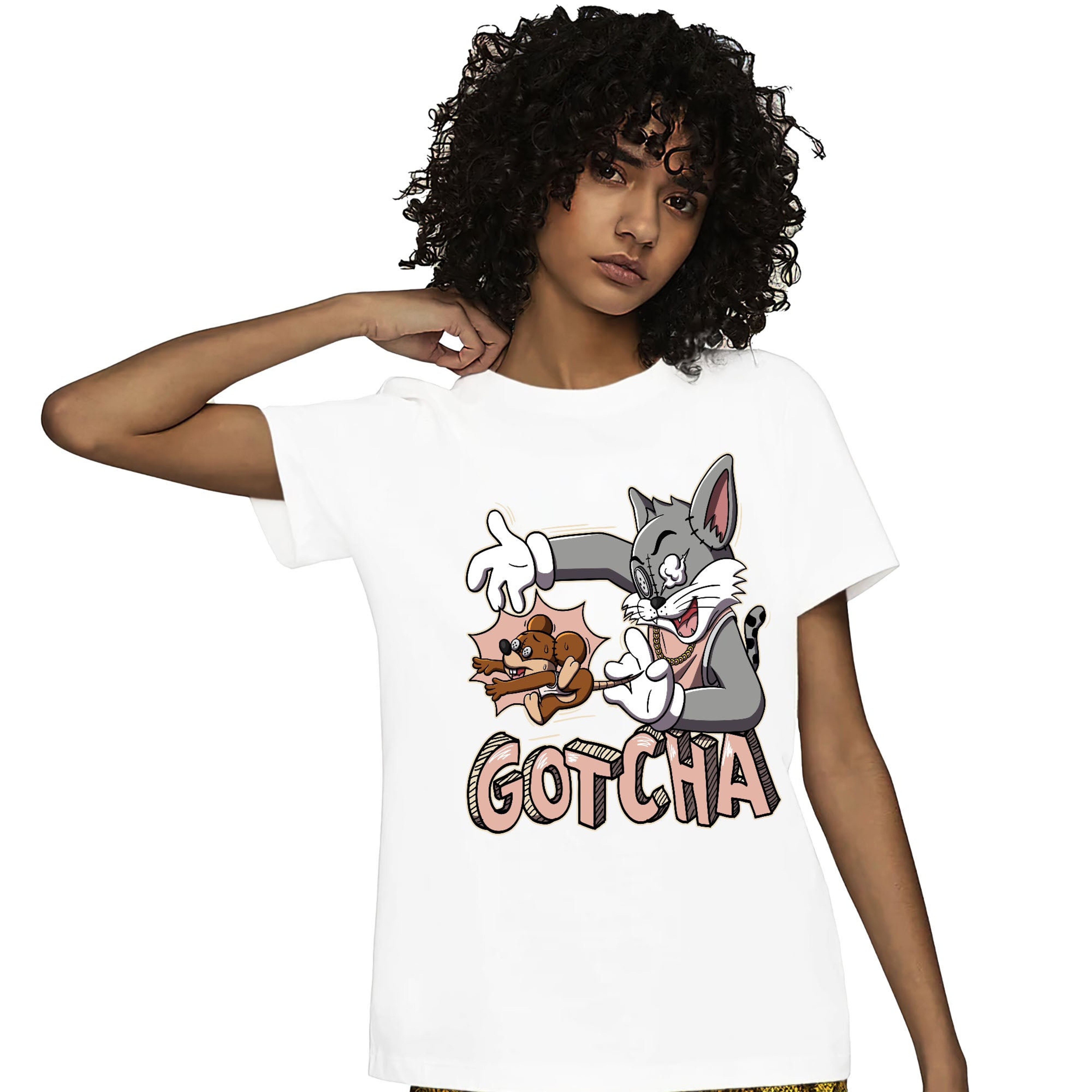 Jordan 1 OG Washed Pink Unisex Shirt Gotcha Cat And Mouse, Shirt To Match Sneaker