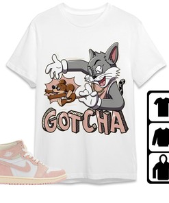 Jordan 1 OG Washed Pink Unisex Shirt Gotcha Cat And Mouse, Shirt To Match Sneaker