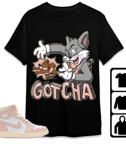 Jordan 1 OG Washed Pink Unisex Shirt Gotcha Cat And Mouse, Shirt To Match Sneaker