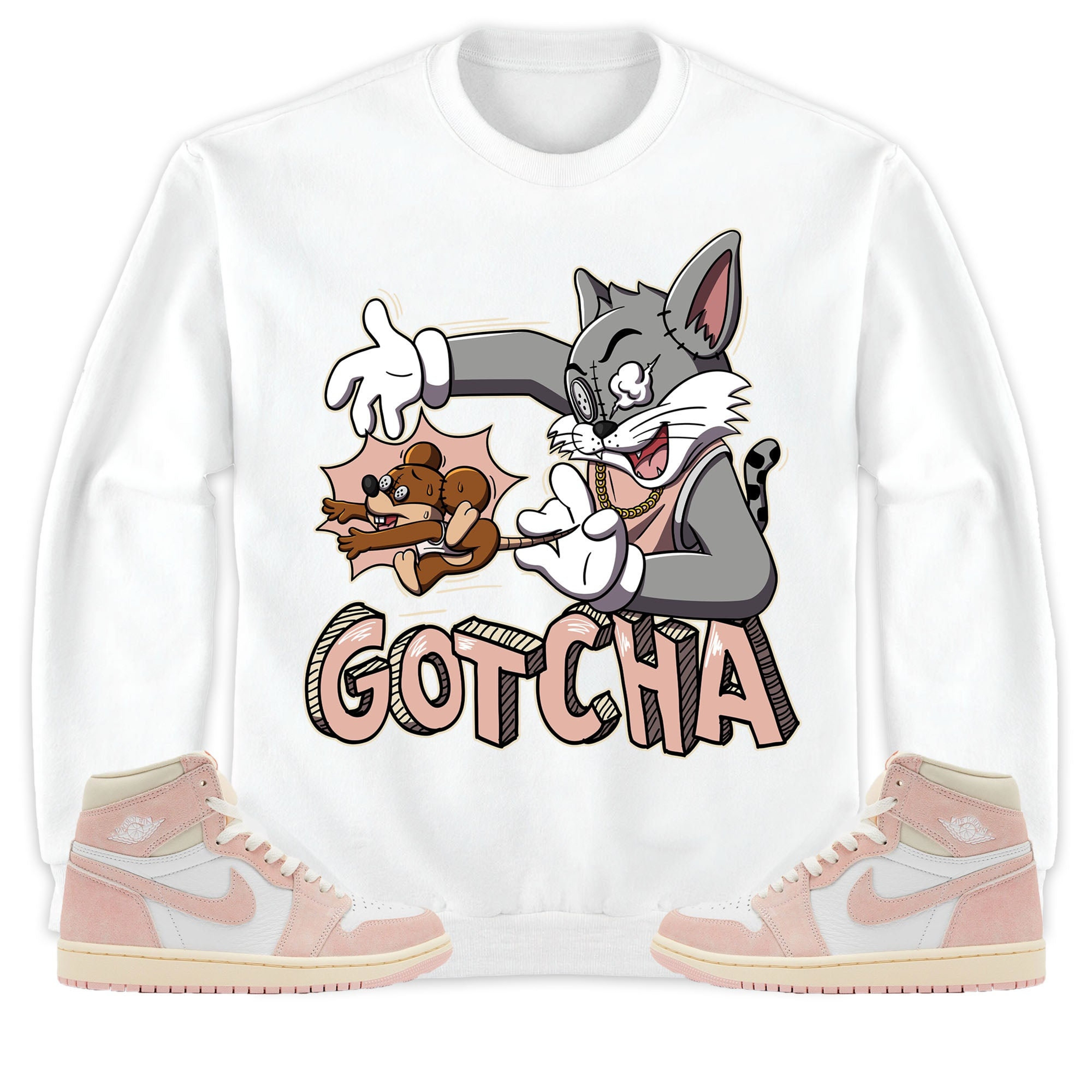Jordan 1 OG Washed Pink Unisex Shirt Gotcha Cat And Mouse, Shirt To Match Sneaker