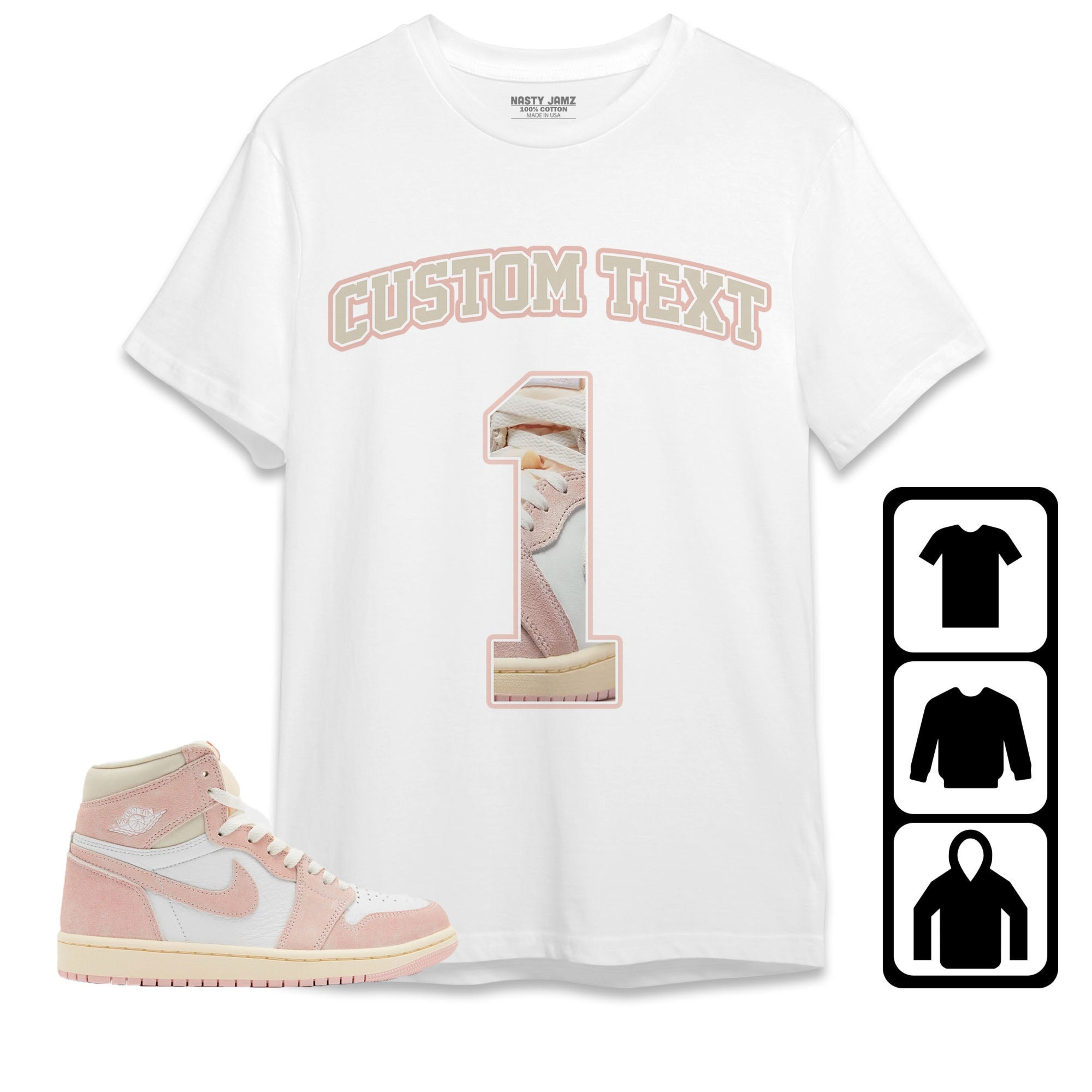 Jordan 1 OG Washed Pink Unisex Shirt Number 1 CM1 Custom Text, Shirt To Match Sneaker